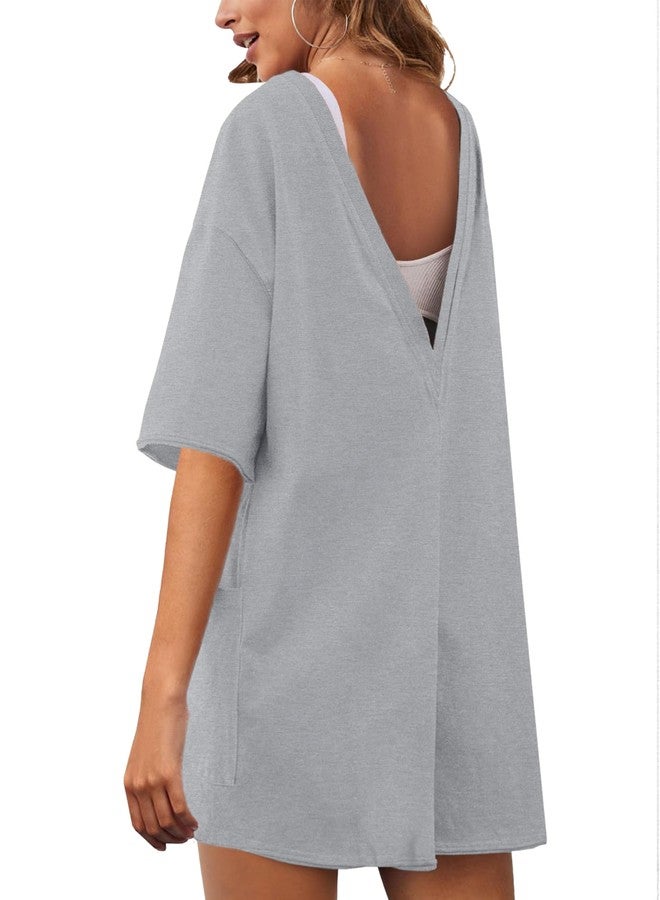 UANEO Rompers for Women Casual Oversized Athletic Jumpsuits Overalls Workout Hot Shot Tee Romper (LightGrey-M) - Image 2